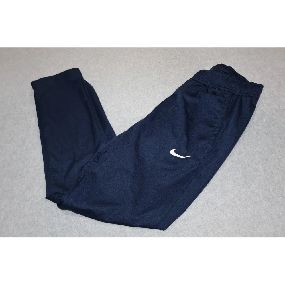 Nike Gym Pants Mens Small Navy Blue Dri-FIT Athletic Swoosh Logo Workout